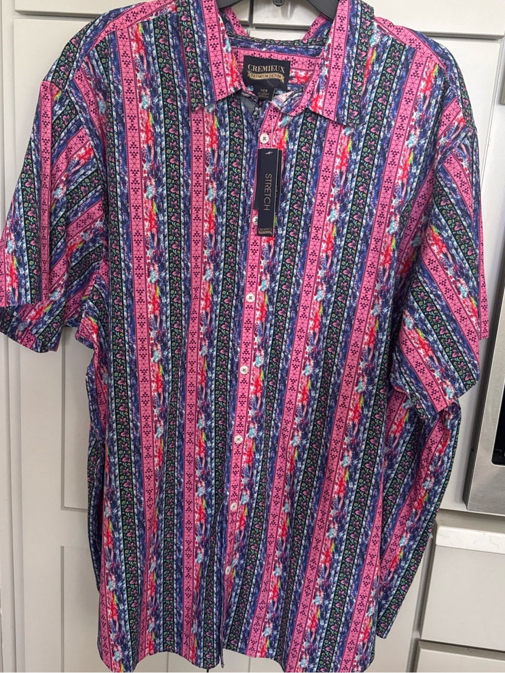 Cremieux Premium Denim Shirt Men 3XB Big Man Button Up Short Sleeve Stretch NWT
